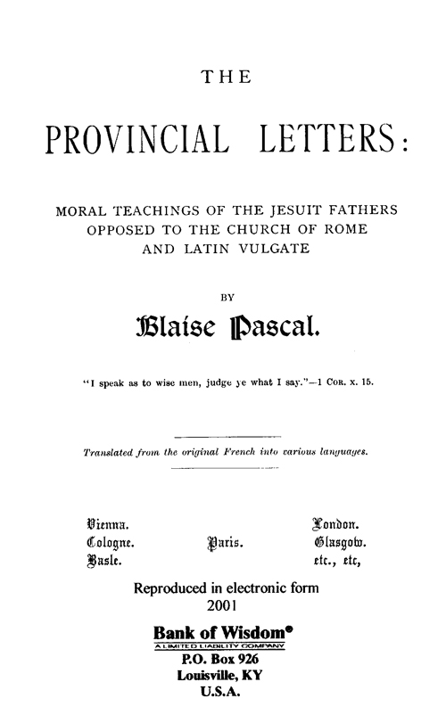 The Provincial Letters